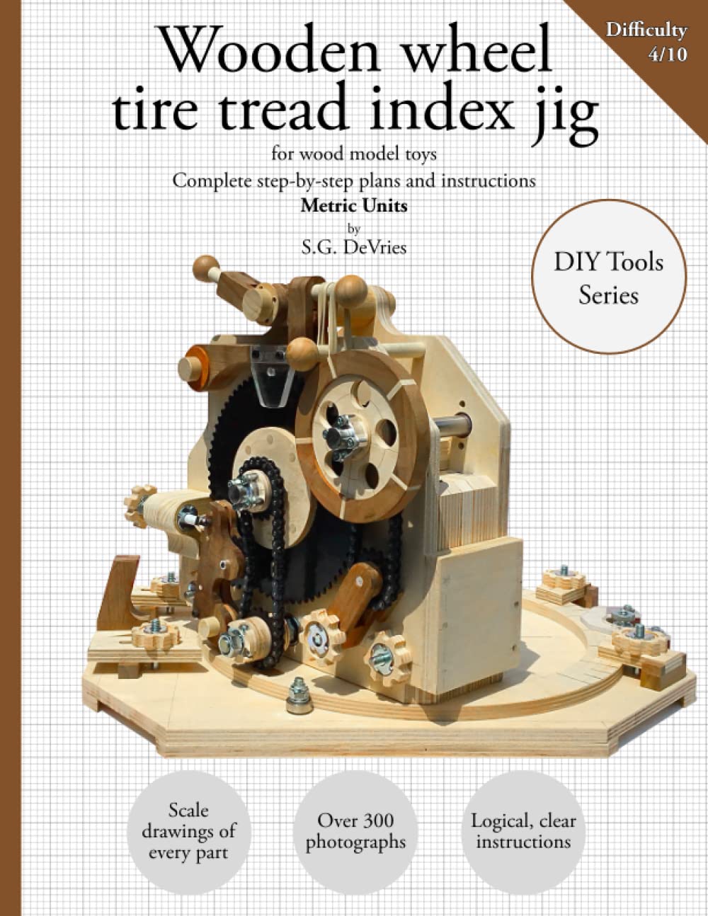 Wooden wheel tire tread index jig for wood model toys [Metric Units]: Complete step-by-step plans and instructions