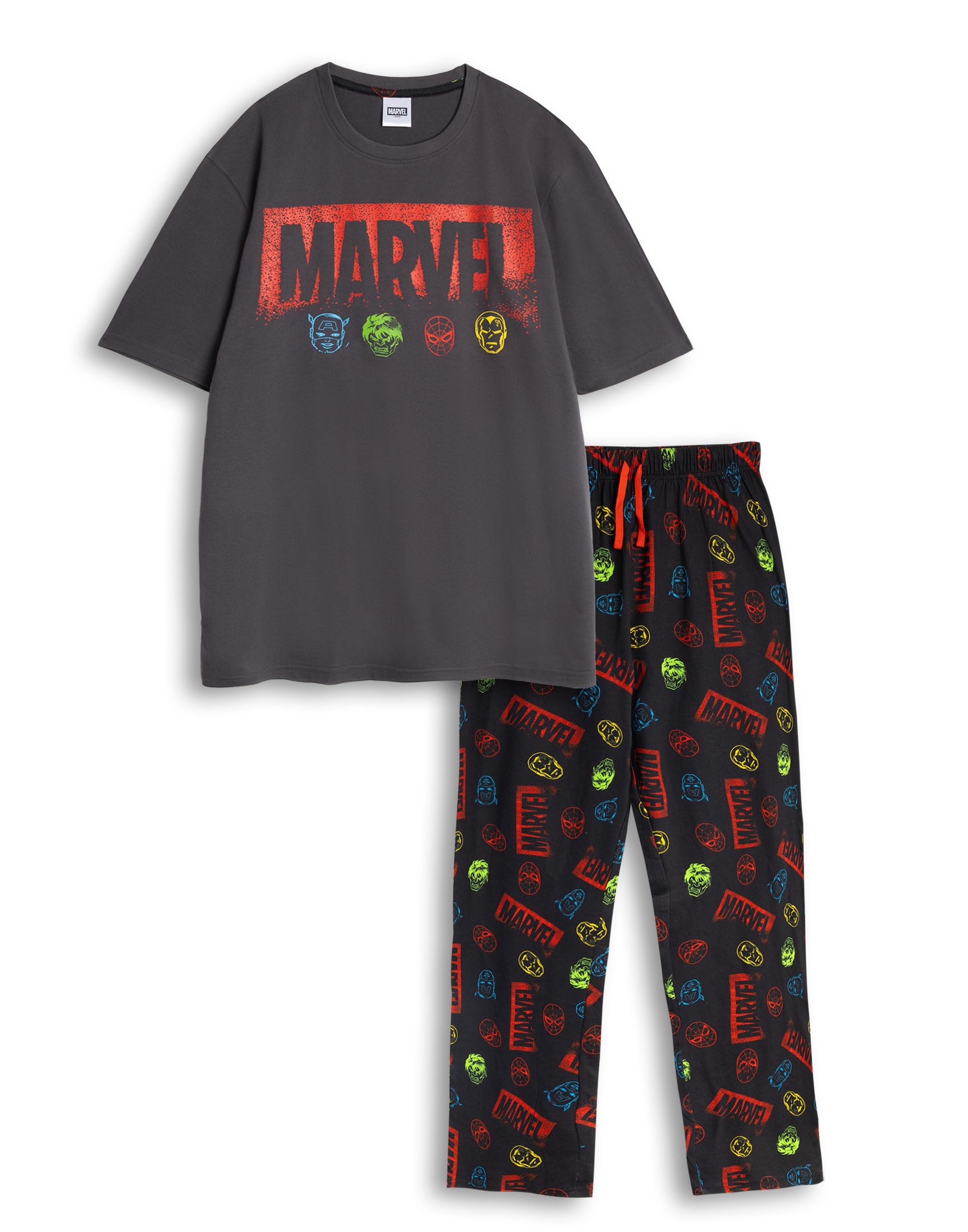 Vanilla Underground Marvel Mens Multicoloured Avengers Short Sleeve Long Leg Pyjama Set (Xx-Large) from B&Q