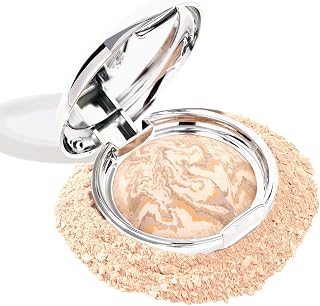 Marbleized Baked Foundation Makeup, Balance and Brighten Color Correcting Powder Foundation - Buildable Light to Medium Coverage - Demi-Matte Natural Finish (#001 FAIR, 0.32 Oz)