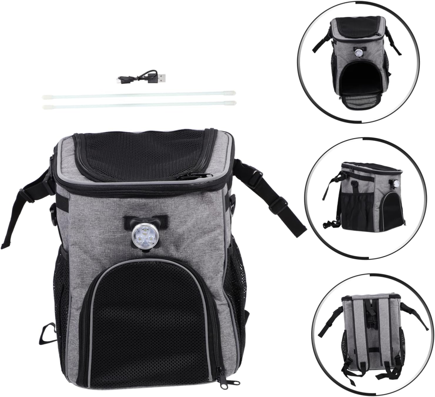 SUPVOX Pet Backpack for Dog Bike Trunk Bag Pet Bike Pouch Breathable Dog Carrier Material Outdoor Use Grey