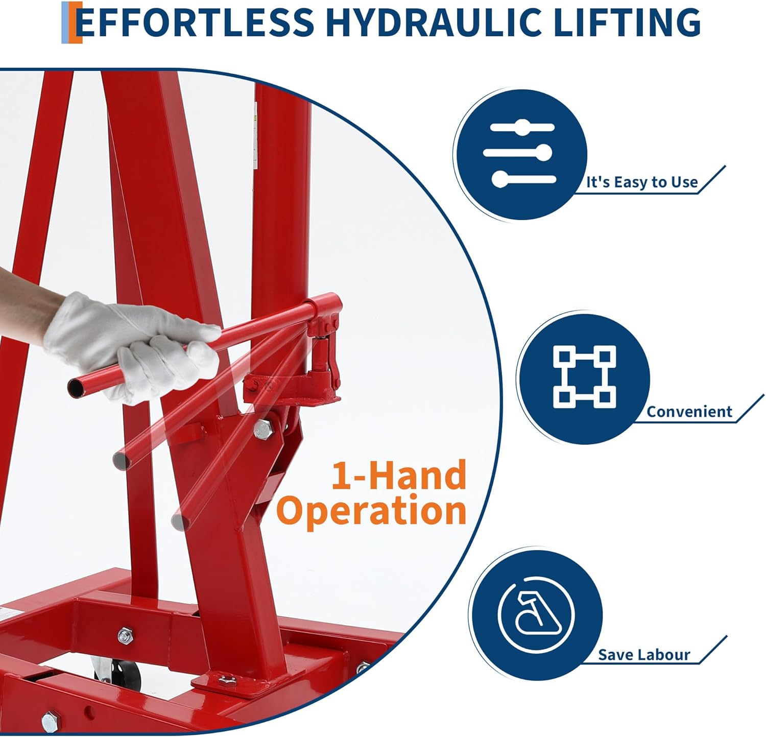 Hydraulic Engine Hoist, 2 Ton Folding Cherry Picker Shop Crane with Telescopic Boom & 6 Casters, Heavy-Duty Engine Hoist Crane Lift for Garage, Workshop, Automotive Repair, Red