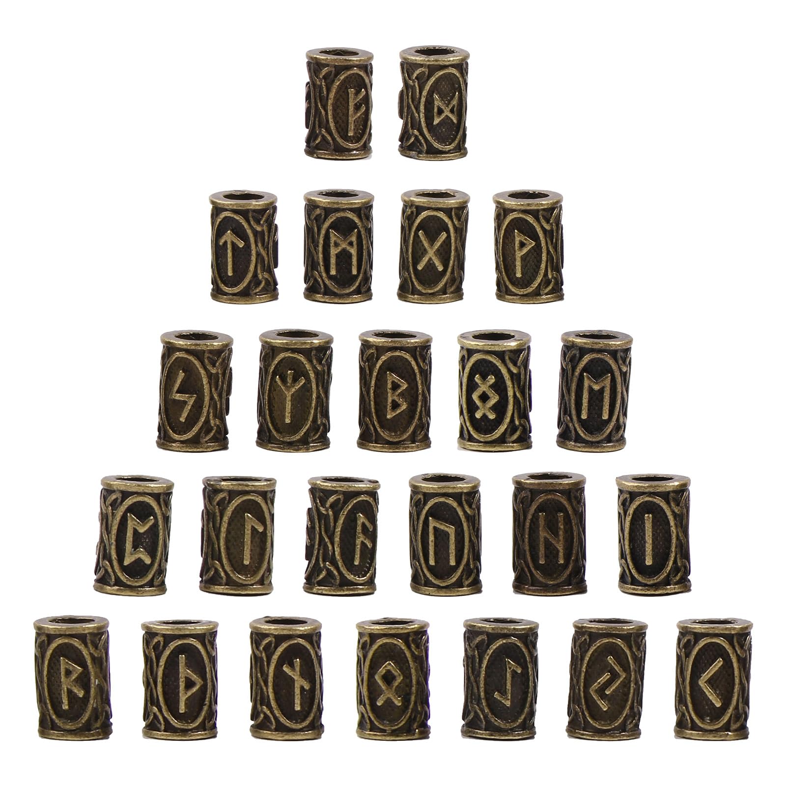 Hyclam As Picture Shows 24X Viking Runes Beads For Jewelry Making Hair Beard Crafts Jewlery Diy Metal Spacer Big Hole Bead Accessories Charming