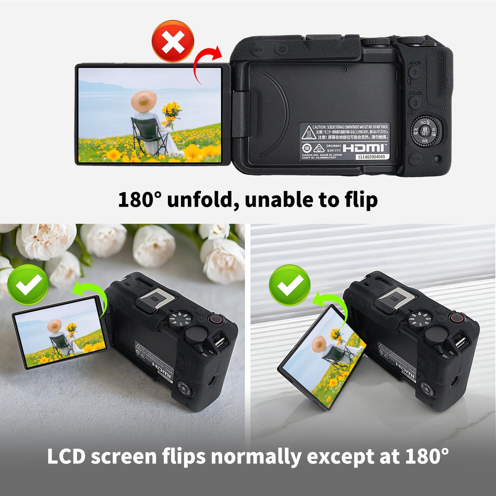 Rieibi Coque en silicone pour appareil photo Canon EOS R50 V, étui de protection souple pour appareil photo Canon EOS R50V avec 2 films de protection d'écran Noir