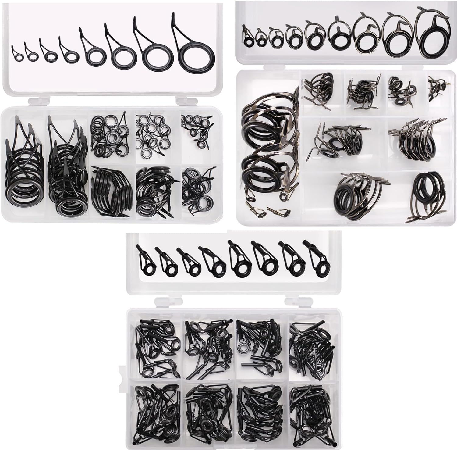 Fishing Rod Repair Kit, Fishing Rod Tips and Guides Replacement Kit, Ceramic Guide Ring Fishing Pole Tip Repair Kit Fishing Rod Eyes Repair Guides