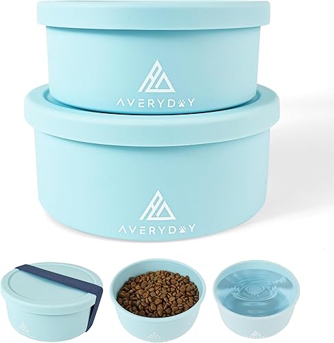 Miniatura 12 de AVERYDAY Cuencos de viaje para perros de 30 onzas con tapas, cuencos portátiles 2 en 1 para alimentos y agua, cuenco de agua y comida para perros de
