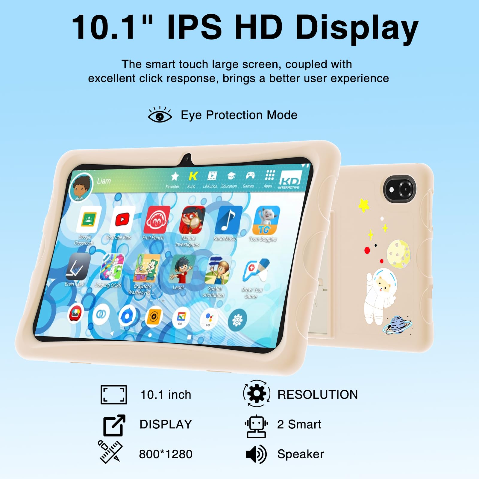 U10 KID Tablet Bambini 10 Pollici, Controllo Parentale, 9GB+128GB/TF 1TB, Android 13, Custodia Antiurto EVA, Kids Space, WIFI6, 8MP+5MP, 5060mAh, Widevine L1, Rosa