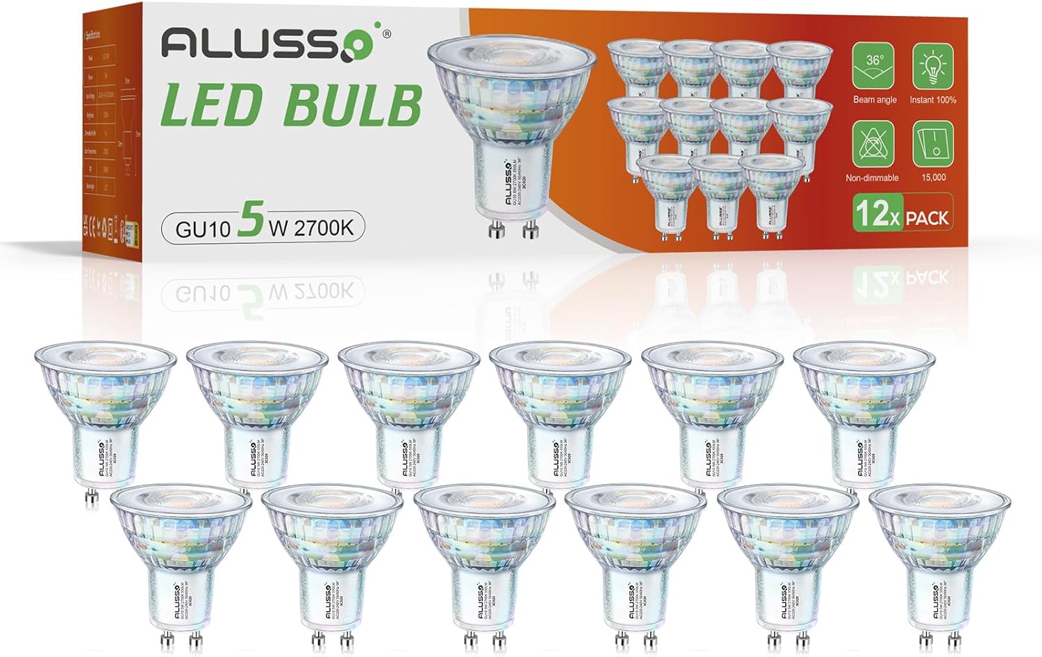 ALUSSO LIGHTING LED Classic GU10 LED Bulbs 5W, GU10 LED Light Bulbs