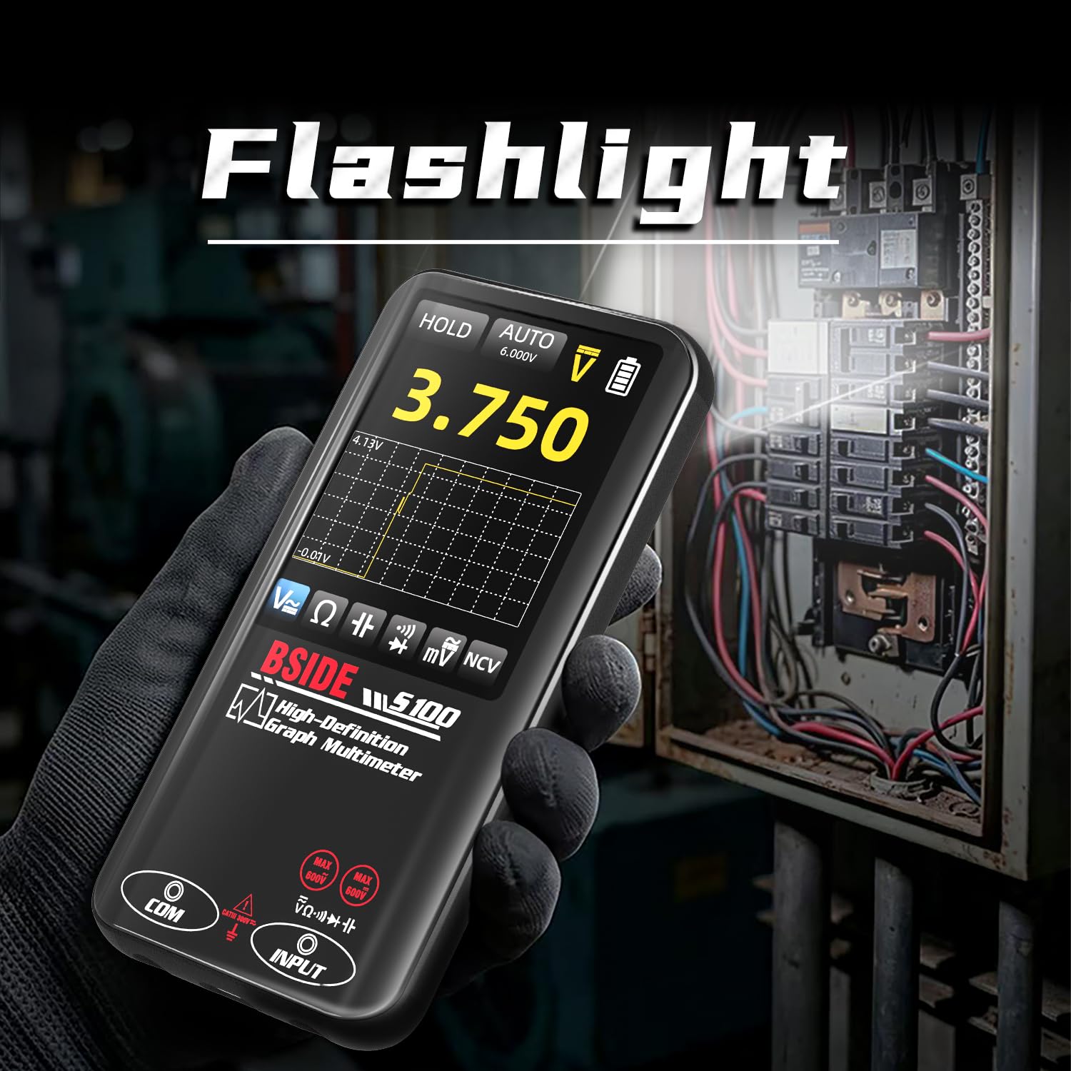 BSIDE S100 Digitales Multimeter 10000 Zählungen TRMS mit Grafikdisplay Taschenmultimeter Wiederaufladbar für Spannung Millivolt Widerstand Durchgang Kapazität Diode NCV Messung