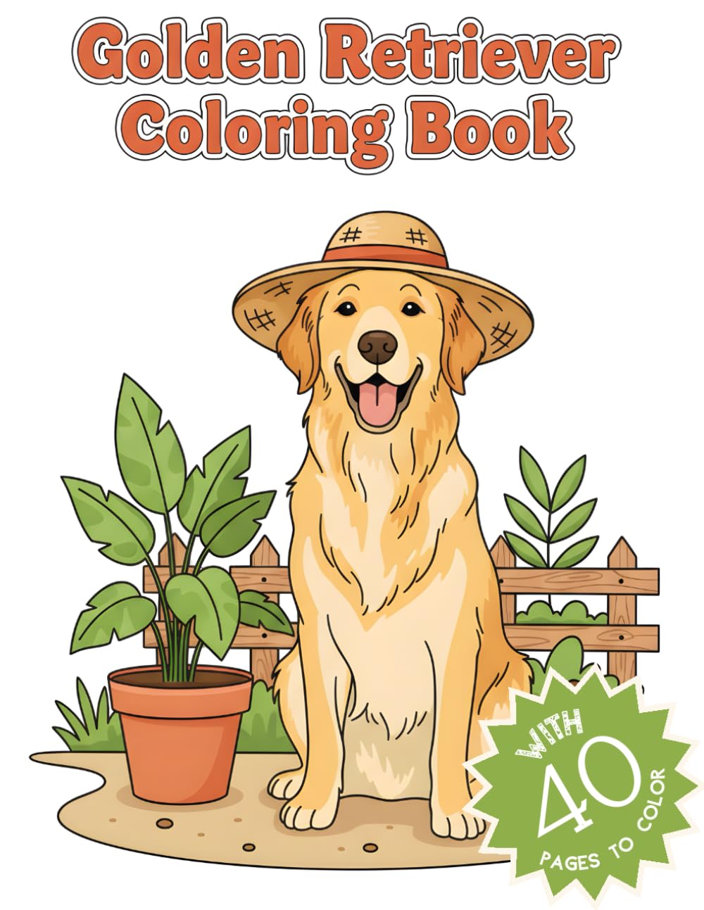Golden Retriever Coloring Book: 40 Illustrations for Relaxation Adorable Puppy Moments, Happy Dog Scenes, and Heartwarming Golden Power Designs for Adults and Teens