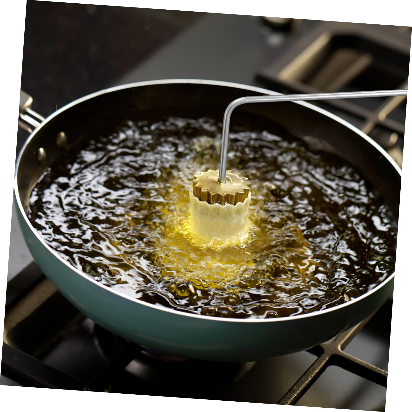 VICASKY 2 Stück Kleine Goldene Pancake Form aus Lebensmittelechtem Material Fein Polierte Oberfläche Vielseitige DIY Backform für Eierkuchen Kekse und Südostasiatische Nyonya Snacks für