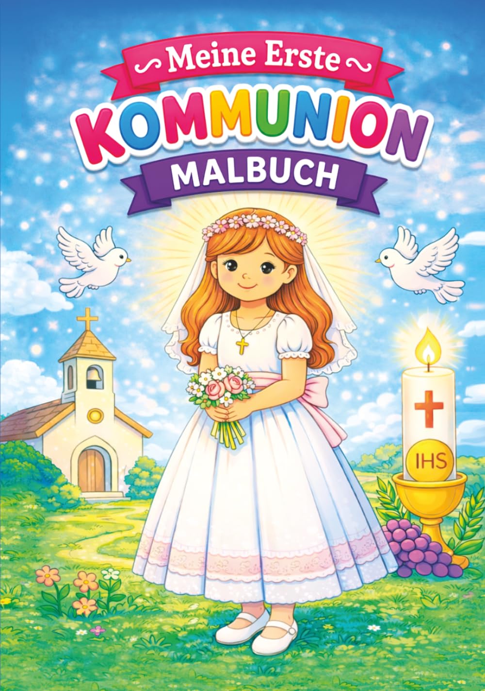 Meine erste Heilige Kommunion – Malbuch für Mädchen: Liebevolle Ausmalbilder zum Thema Glaube für Kinder von 4 bis 10 Jahren | Ein besonderes Geschenk zur Erstkommunion