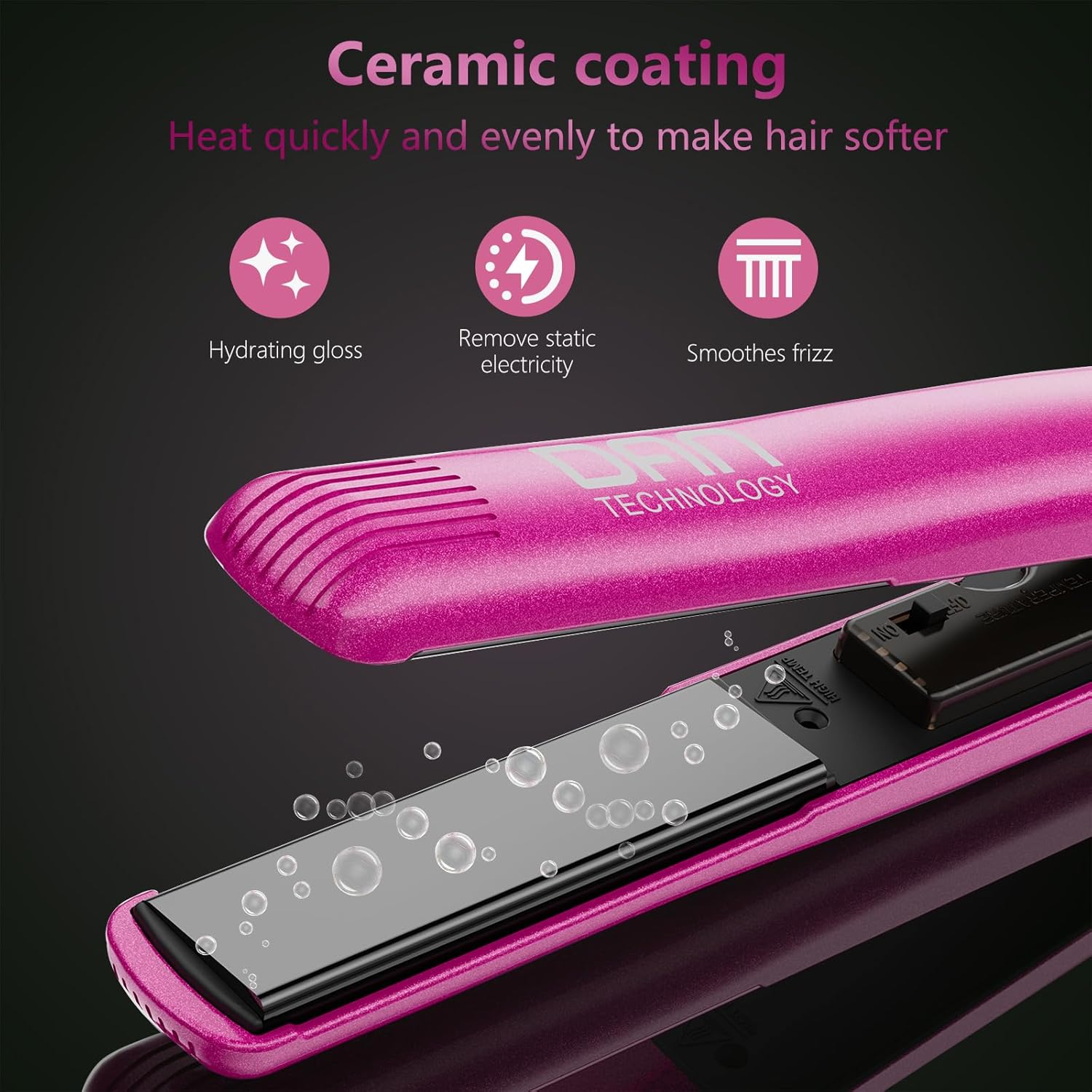 Dan Technology 2-in-1 1" Ceramic Flat Iron: Dual Voltage, Adjustable Temperature, Professional Straightener for Black Hair
