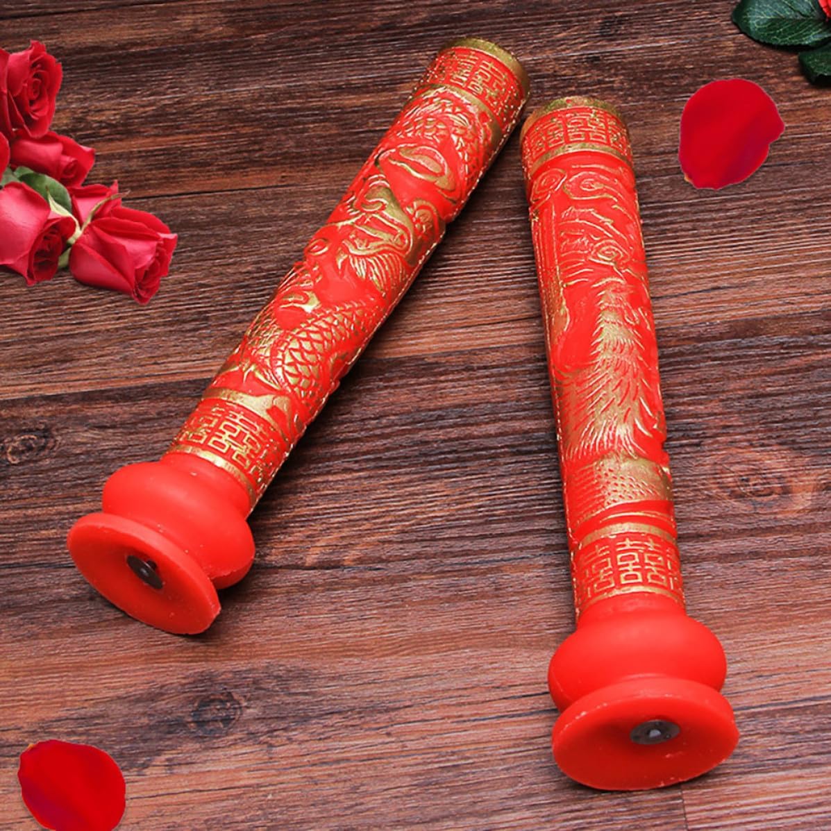 VILLCASE Wedding Candles Dragon and Phoenix Design 1 Pair Red Chinese Style Candle Paraffin Portable Lightweight Adorn for Marriage Room Layout Decor and Wedding Party Supply
