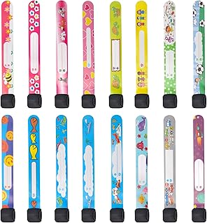 16 Pieces Child Safety ID Wristband, Adjustable & Waterproof Kids Id Bracelets, Reusable Identification Bracelet Wristbands for Boys and Girls Outdoor Activity