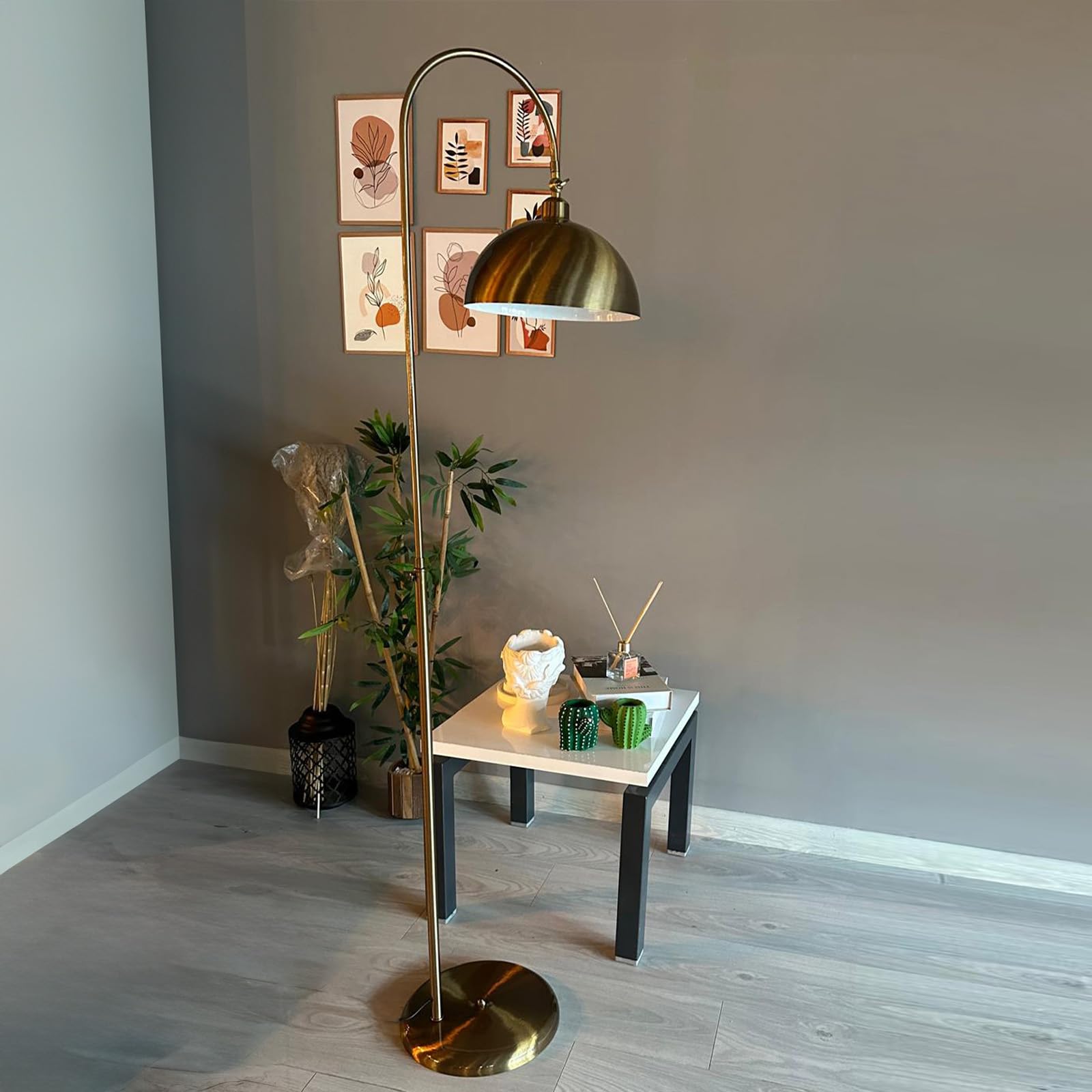 Bamyum Antique Copper Coloured Gorkiede Floor Lamp Metal, Modern For Bedroom, Living Room, Children's Room With E27 Socket, 30 Cm Wide, Adjustable Lampshade,