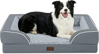 Waterproof Orthopedic Dog Bed for Medium Dogs, 35x22in, Grey | Orthopedic Foam Eases Joint Pressure, Bolsters Supports Head And Neck, Washable Pet Beds, Removable Cover, Non-Slip Bottom