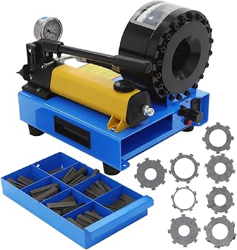 Hydraulic Hose Crimping Tool with 8 Sets of Dies - High Pressure Manual Crimping Machine, 40MPa System