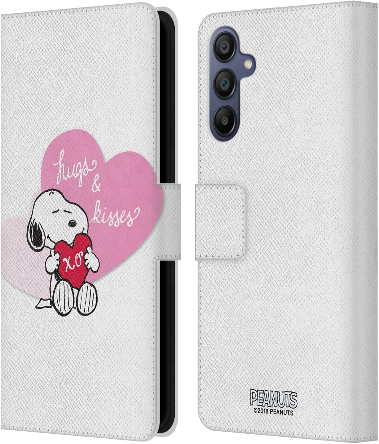 Head Case Designs Officially Licensed Peanuts Snoopy Hugs and Kisses Sealed with A Kiss Leather Wallet Case Compatible with Samsung Galaxy A15