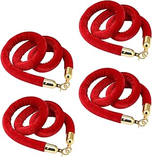 BBHW 4 PCS Red Velvet Stanchion Ropes, 3ft 3.3ft 4ft 5ft 6.6ft Long Velvet Rope for Red Carpet Party, Crowd Control Queue Barrier Rope (Color : Velvet-Gold Hook, Size : 0.9m/3ft)