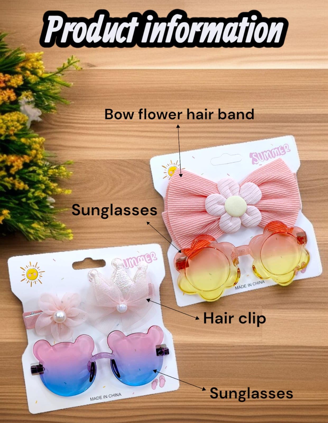 TERA 13 Sunglasses for Kids, Kids Sunglasses for Girls, Goggles for Boys, Colorful Cat Shape Goggles & Hair Clip for Girls, Suitable for Age 4 to 12 Years B-Day & Kanjak GIft (glasswithbowclip1) 4