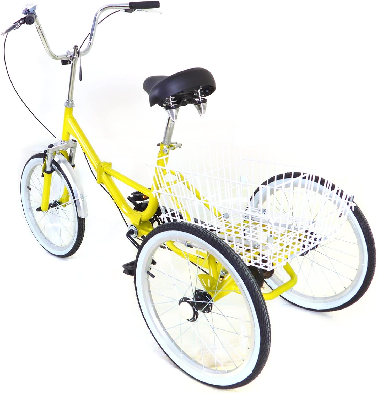 WeBert 3 Wheel Bicycle Adult Tricycle Bike 20" in Single Speed Cruiser Bikes 3 Wheel Folding Bicycle Outdoor Elderly Tricycle with Basket