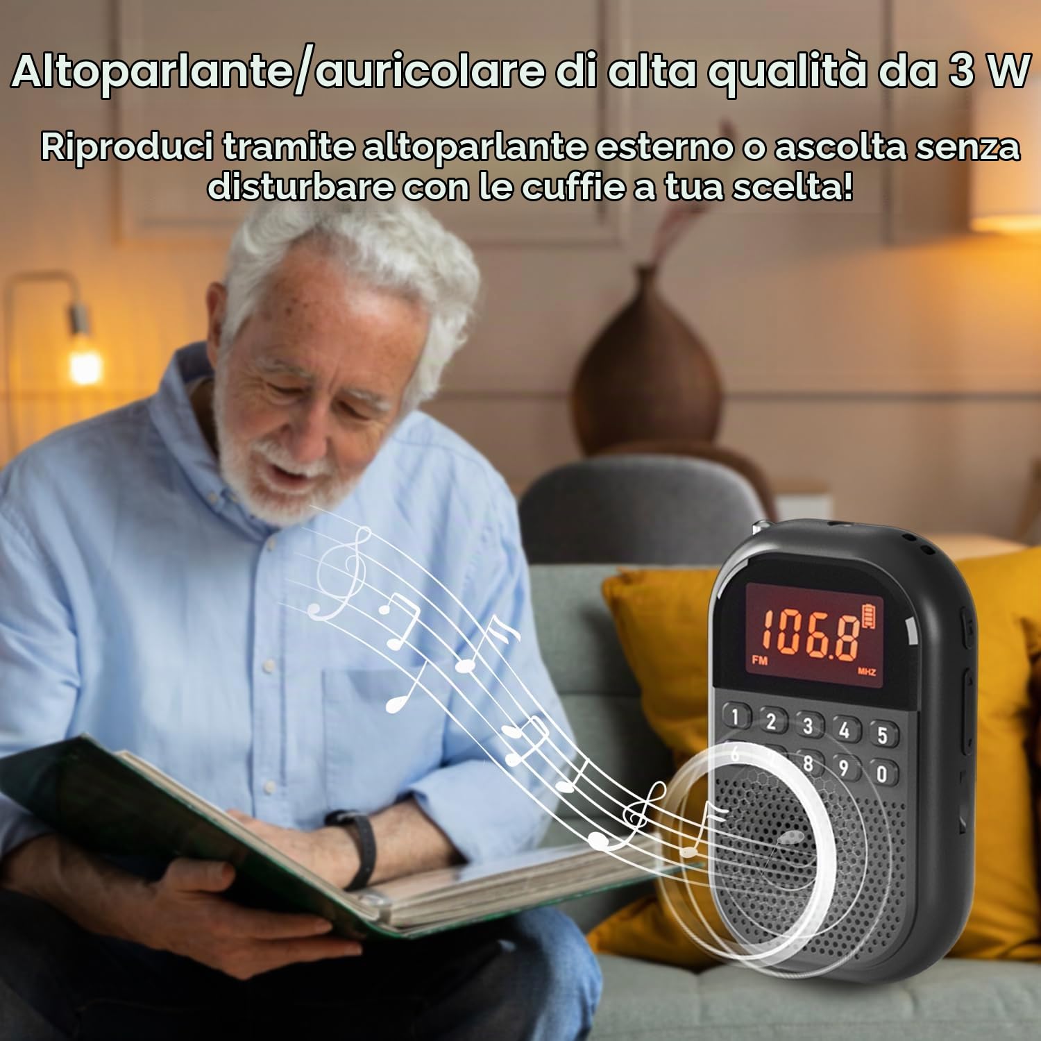 Radio AM FM Tasca,Radio Portatile Ricaricabile Connessione Bluetooth,Radio Mini Antenna Telescopica, Altoparlante Grande,Cuffie Stereo,Timer Spegnimento Automatico, Facile Usare per gli Anziani