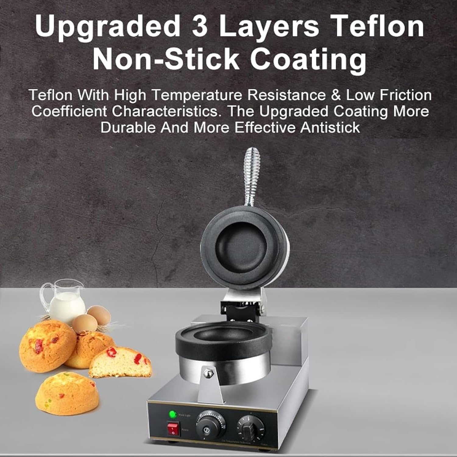 Snack Equipment For Milk Tea Shops, Commercial Burger Waffle Machine, Double Sided Heating, 1300W U-Shaped Heating Tube, Non-Stick Design, Simple Control Panel,doublehead