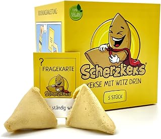 Scherzkeks® - a pack of happiness, 5 boxes of joke biscuits, 5 flat whisk, gag cookies vegan, made in Germany, gift idea, vegan gifts, guest gifts, birthday, lucky cookie