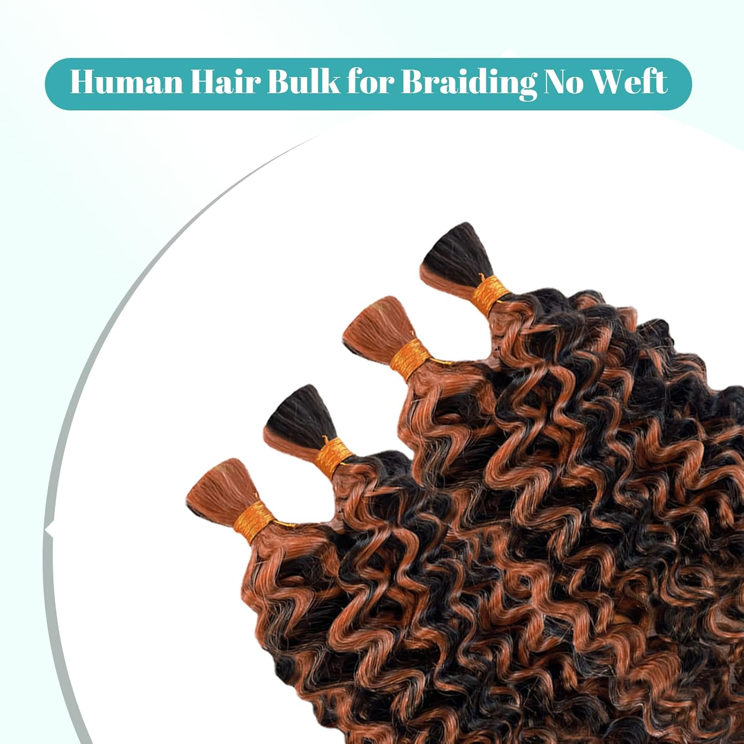 Water Wave Boho Hair for Braiding 30 Inch Ombre Color #1B30 Human Braiding Hair for Boho Knotless Braids 2 Bundles 100g Deep Wave Bulk Human Hair for Braiding