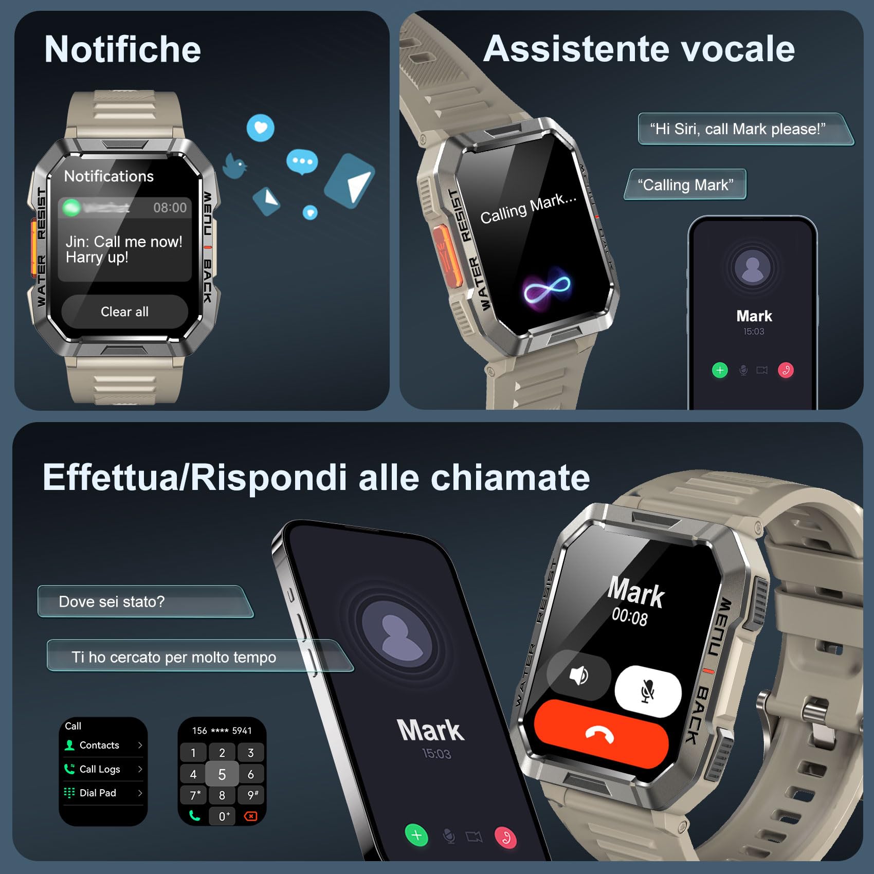 Blackview Smartwatch Uomo, Smartwatch Militare Uomo Fitness con Chiamate Bluetooth,2.01" Orologio Intelligente 112+ Modalità Sportive/900 mAh/Sonno/Cardiofrequenzimetro/Torcia/Bussola per Android IOS