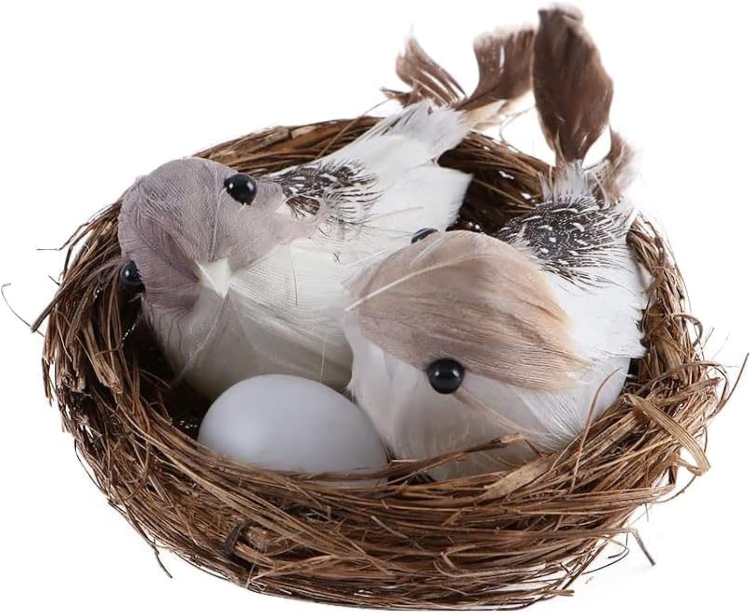 Dwang White 1Set Simulation Bird Nest With Bird And Eggs Decor,Fake Foam Feather Birds,Artificial Birds,For Diy Craft Tree Decoration Artificial Plants And Flowers,Home Decor