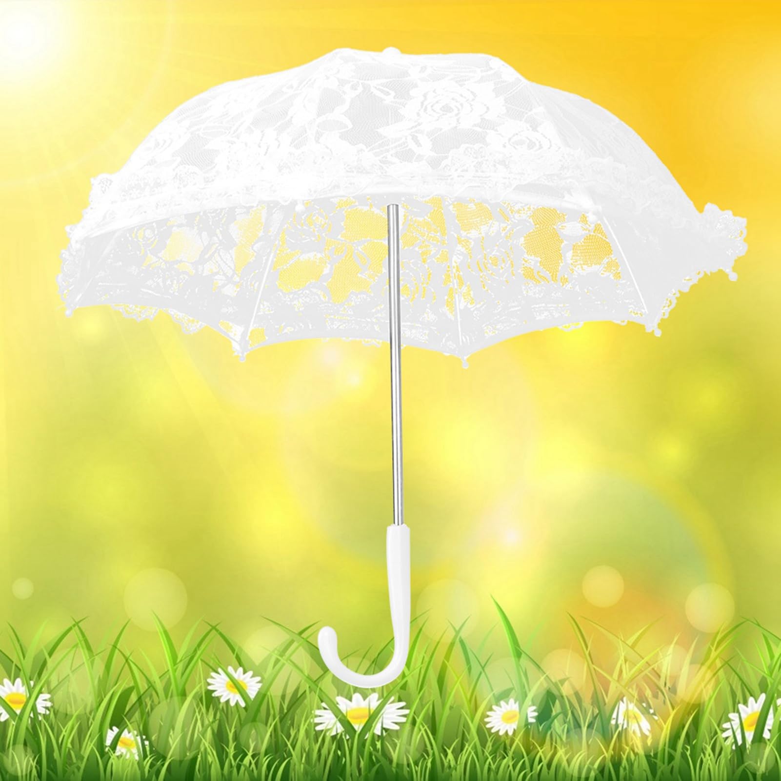 White Lace Parasol Oriental Umbrella Japanese Umbrella