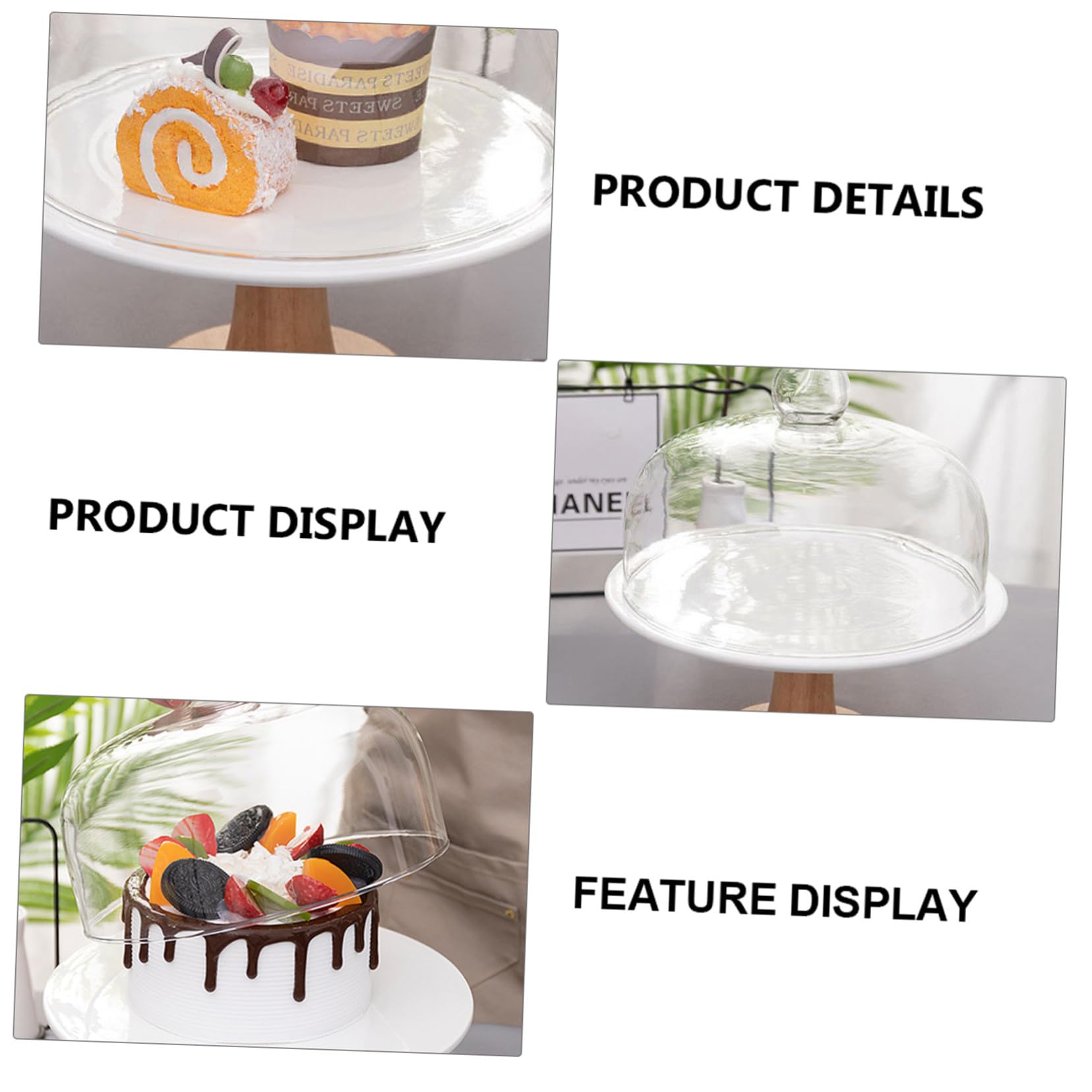 Tortenplatte mit Glasglocke und Holzsockel Praktische Kuchenhaube für Snacks und Desserts Stabile Runde Glasabdeckung Eleganter Food Cover für Partys und Backzubehör