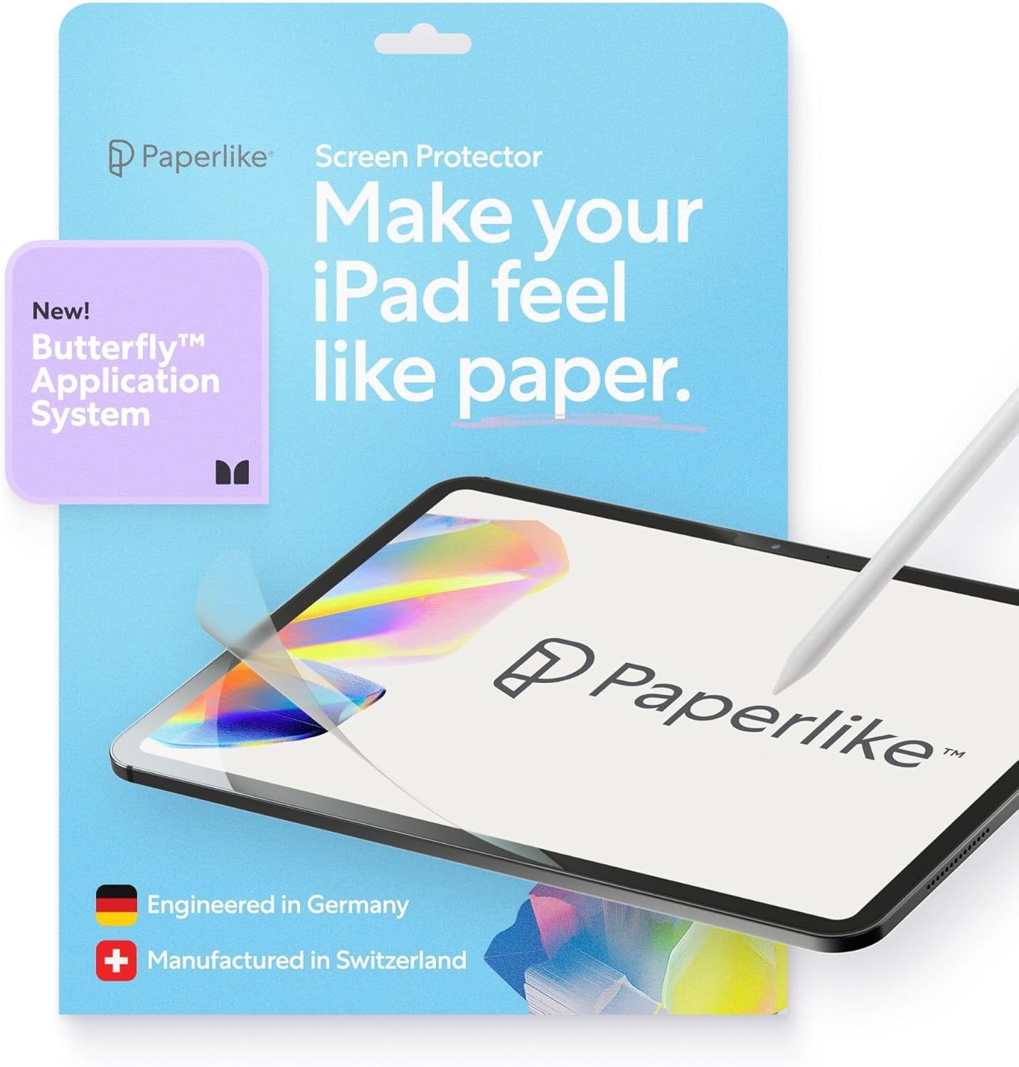 Paperlike® 3 Screen Protector (2x) for iPad Air 13 inch (M4 / M3 / M2) & iPad Pro 13 inch (M5 / M4) – True Paper-Feel, Bubble-Free Install (Butterfly), Protects Pencil Tip