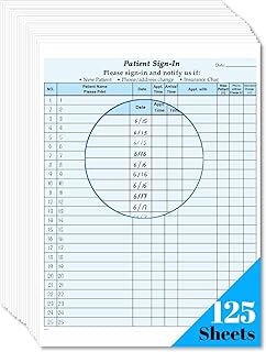 Patient Sign in Sheets, HIPAA Compliant, 125-Pack, Carbonless 3-Part Medical Forms with Peel-Off Labels & Date Column,Simplify Check in for Hospitals, Clinics, Blue