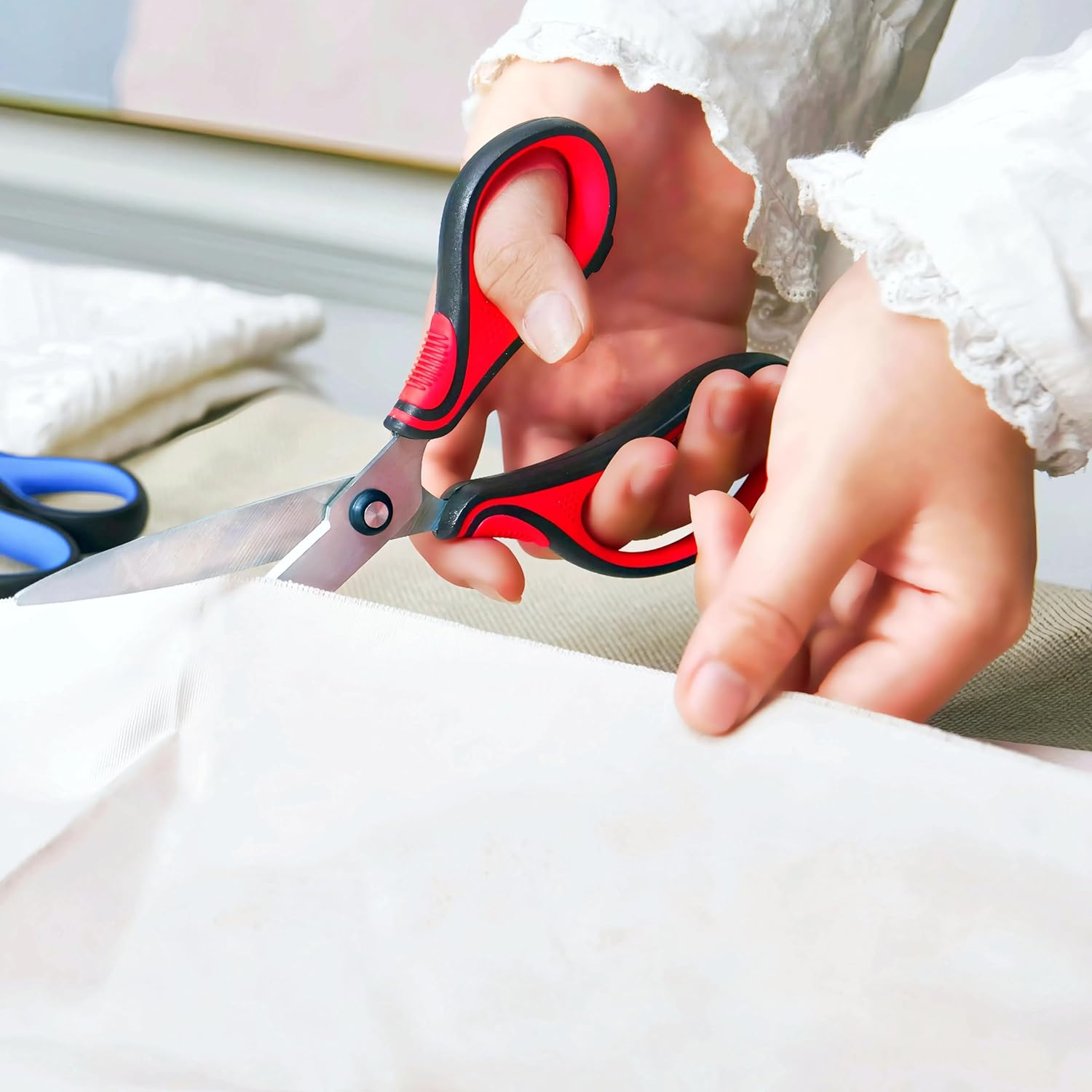 8 Inch All Purpose Craft Scissors, 3-Color Comfort Grip,Sharp Pointed Tip for Precise Control,Ideal for Adult, Office, Craft, Fabric, Kitchen, School,Gifts