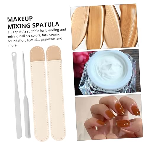 3pcs Makeup Palette Mixer Stainless Steel Spatula for Mixing Foundation Long Handle Cosmetic Mixing Tool(As Shown,17x2.5cm)
