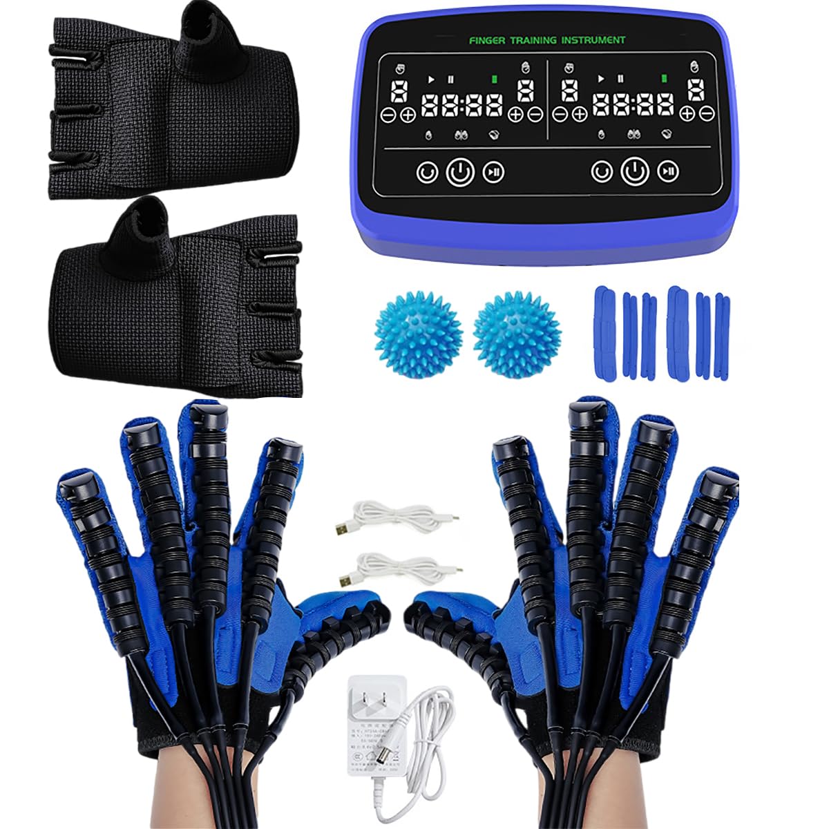 Guante De Robot De RehabilitacióN Modo De Dos Manos, Para Ejercicios De Dedos Ayudan Con El Entrenamiento De ExtensióN De Dedos, Entrenamiento De Manos Guante FéRula Para Dedo-Left and Right Hand||M