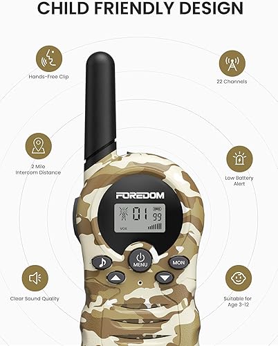 Miniatura 3 de FOREDOM Walkie Talkies for Kids Walkie Talkies Long Range for Boys & Girls Age 3 to 12 Year Old Birthday Cool Army Toys - 2 Pack