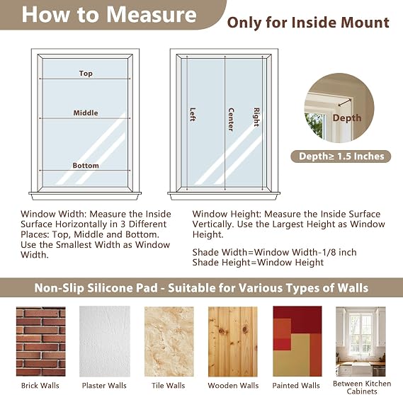 DEJAVU No Drill Cordless Blackout Roman Shades, Linen Textured Privacy Roman Blinds for Indoor Windows, Custom Inside Mount Easy Install for Bedroom Living Room Kitchen Bathroom, Moonlit Ivory