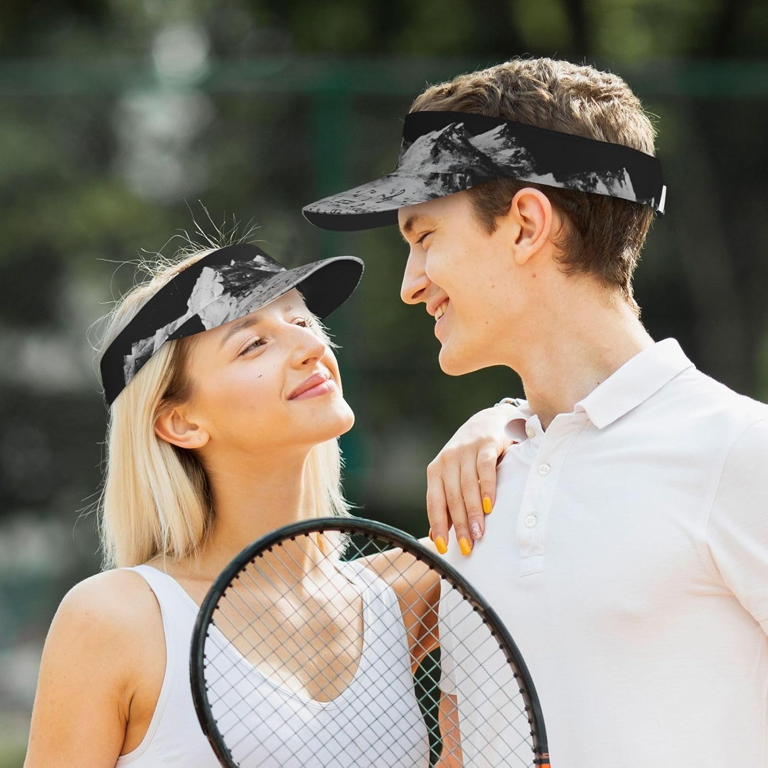 (Black White Music Note2) Adult Sun Visor Hat Adjustable Open Top Sports Cap Breathable for Men Women Beach Vacation Essentials