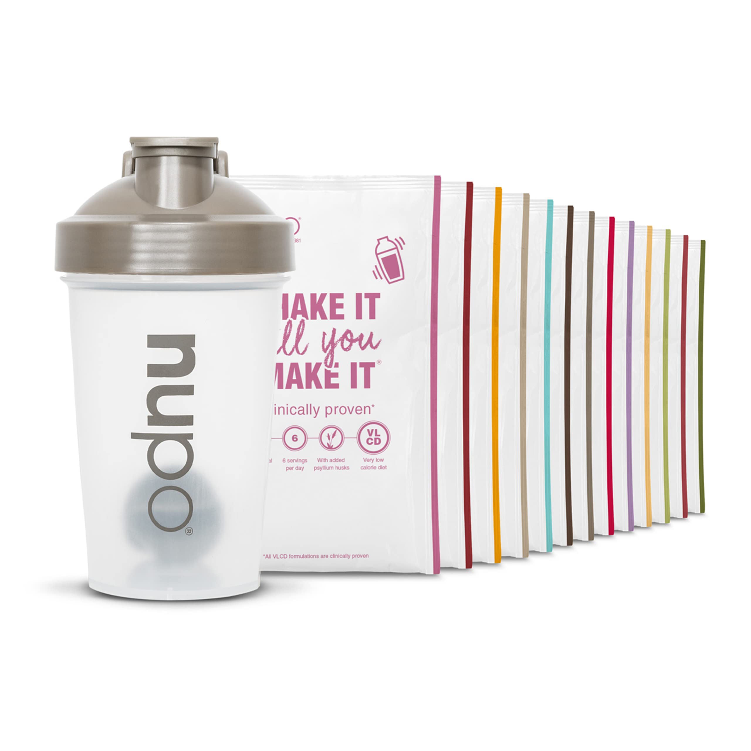 NUPODiet Sample Set I Clinically Proven Total Meal Replacement for Weight Management I 1 x Shaker, 7 x Diet Shake, 3 x Soups, 5 x Meals I Low Calorie & GMO Free