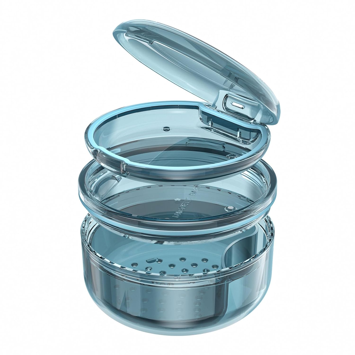 Vikie 2-in-1 Retainer Case & Denture Cup for Soaking Dentures – Storage & Bath Case for Retainers, Mouth Guards, Night Guards, False Teeth – Lightweight PC Material, Travel-Friendly (Blue)