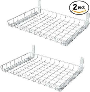 WALMANN Wall Shelves, 12 * 18 inch Wall-Mounted Storage Shelves for Garage, Closet, Laundry Room, Heavy Duty Wall Shelving, Holds Up to 60 lbsPack of 2, White
