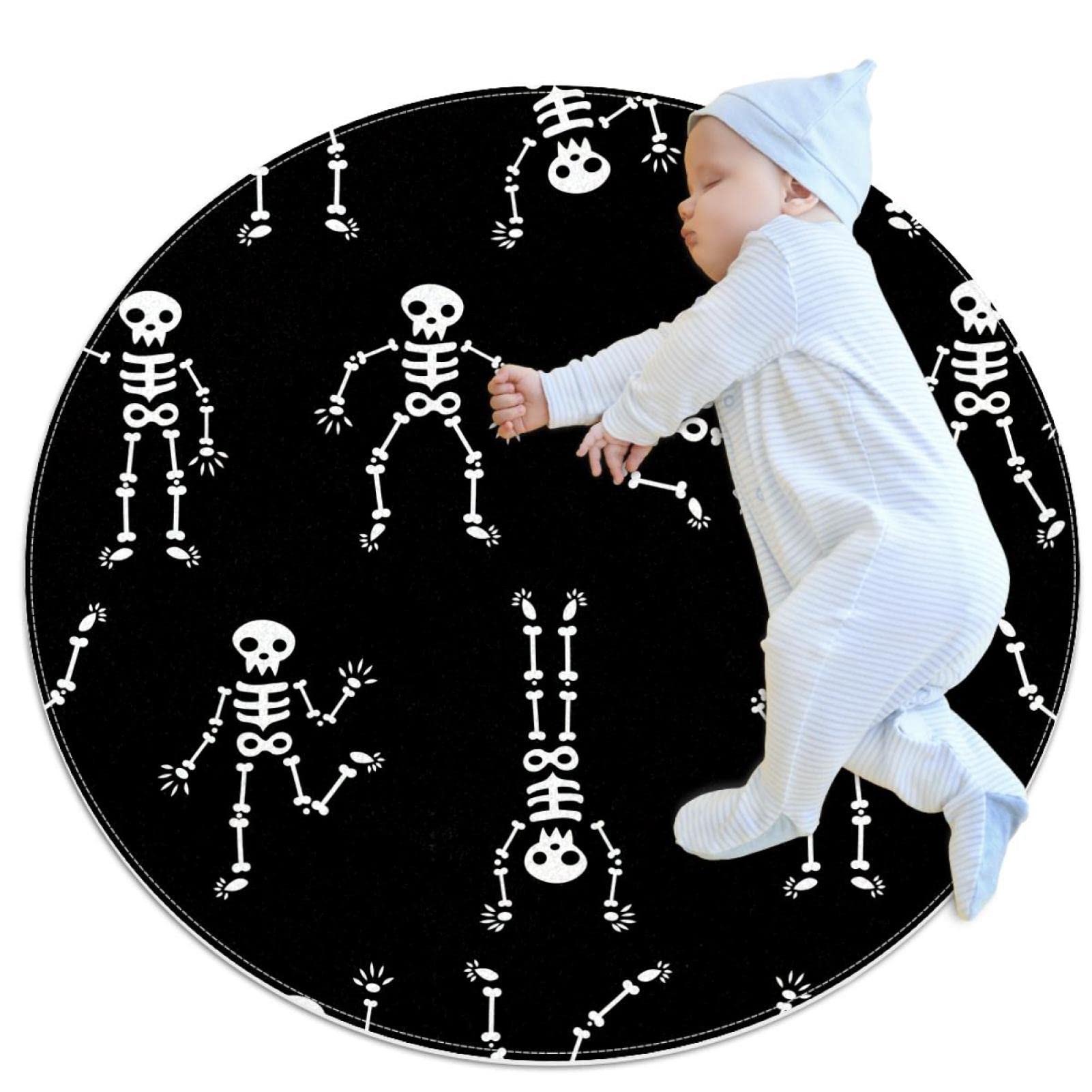 Tapis de salle de bain antidérapant rond 1m squelettes dansants