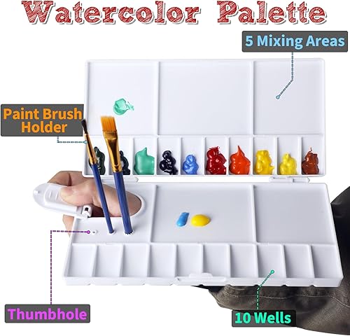 Miniatura 5 de Juego de 26 pinceles de pintura, 25 pinceles de pintura y 1 paleta plegable para adultos, juego de dibujo de artista profesional para acuarela al