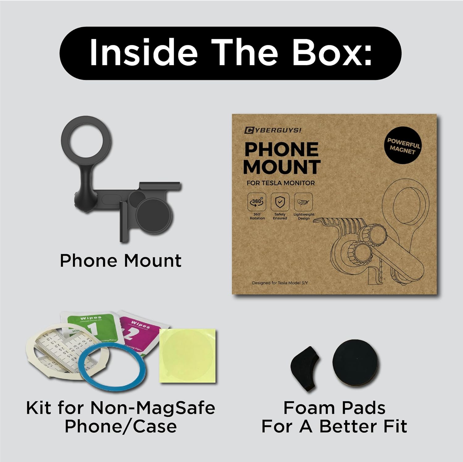 Magnetic Phone Mount for Tesla Monitor - Tesla Model 3/Y X/S (2022) Accessories for All Cell Phones - Strong Magnetic Hold Tesla Phone Mount - Tesla Phone Holder Mag Safe Compatible - Black - Image 9