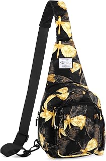 Sling Bag for Women Crossbody Purse Casual Daypack Floral Crossbody Sling Backpack Travel Shoulder Bag Hiking Daypack