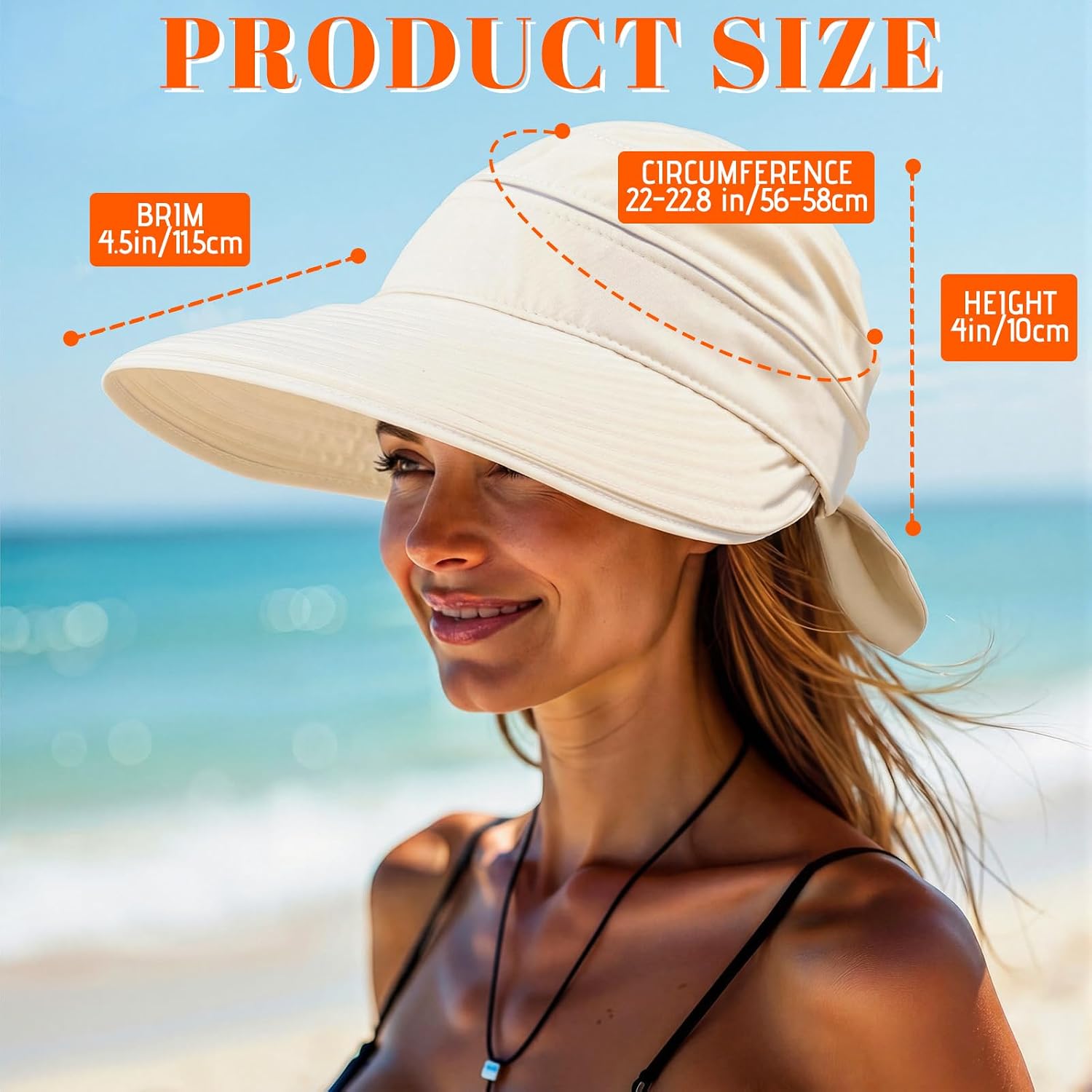 3 Pcs 2-in-1 Women's Visor Sun Hat Foldable Zip-Off Beach Hat Ponytail UV Protection Summer Visors for Women