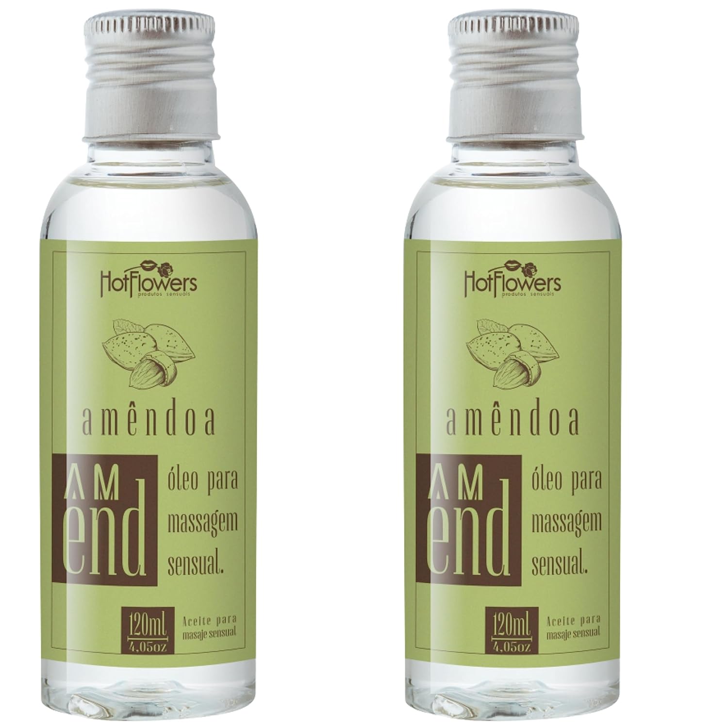 Kit 2 óleo De Amêndoas Para Massagem Corporal Sensual Relaxante Hotflowers 120 ML